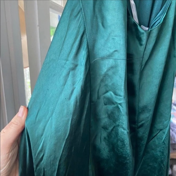 Forest Green Satin Wrap Backless Slip Dress 🌿 - Picture 12 of 16